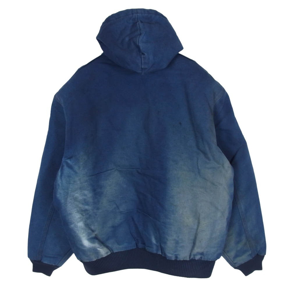 Carhartt カーハート J04 00S USA製 Duck Active Jacket アクティブジャケット ダック生地 刺繍 ワーク ジャケット パーカー フェード ネイビー系 XL【中古】