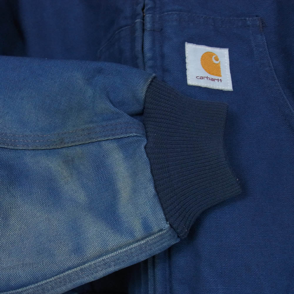 Carhartt カーハート J04 00S USA製 Duck Active Jacket アクティブジャケット ダック生地 刺繍 ワーク ジャケット パーカー フェード ネイビー系 XL【中古】
