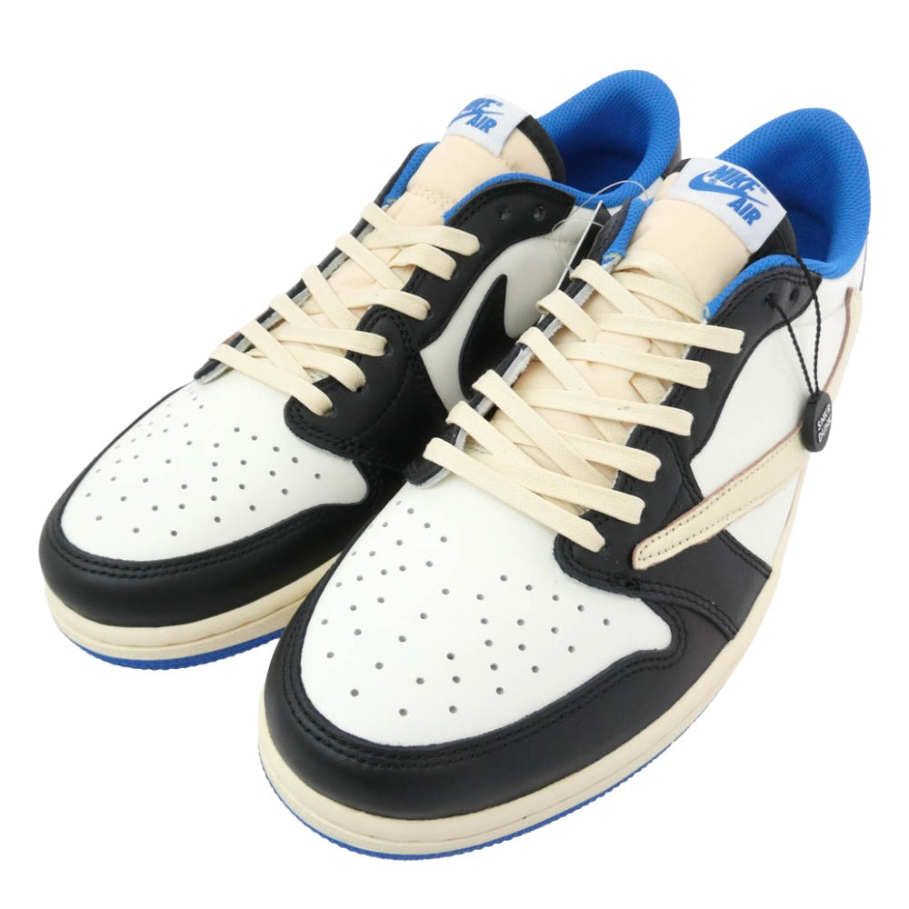 NIKE AIR JORDAN ナイキ ジョーダン DM7866-140 × fragment design フラグメントデザイン Travis Scott トラヴィススコット Air Jordan 1 Low OG SP Military Blue AJ1 エアジョーダン ロー スニーカーFB鑑定済 ホワイト系 28cm【極上美品】【中古】