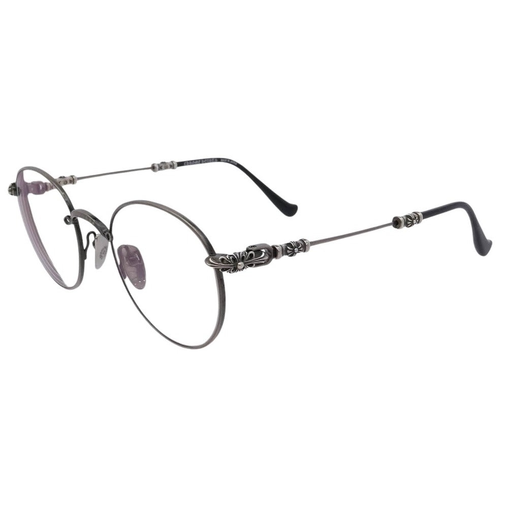 CHROME HEARTS クロムハーツ（原本無） 純正レザーアイウェアケース付属 BUBBA-A ウェリントン クロステンプル サングラス メガネ 眼鏡 ブラック系 シルバー系 49□22-145【中古】