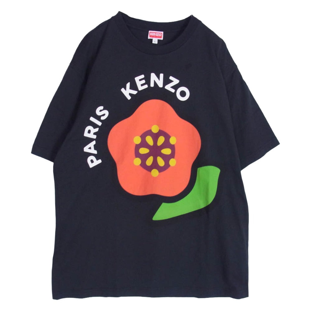 KENZO ケンゾー FF55TS5304SG フラワー ロゴプリント 半袖 Tシャツ カットソー ブラック系 XL【中古】