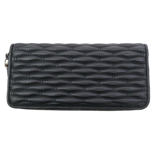 Furla フルラ MIONIDO ミニオード ラウンドジップ ナッパレザー キルティング ウォレット 財布 ブラック系【中古】