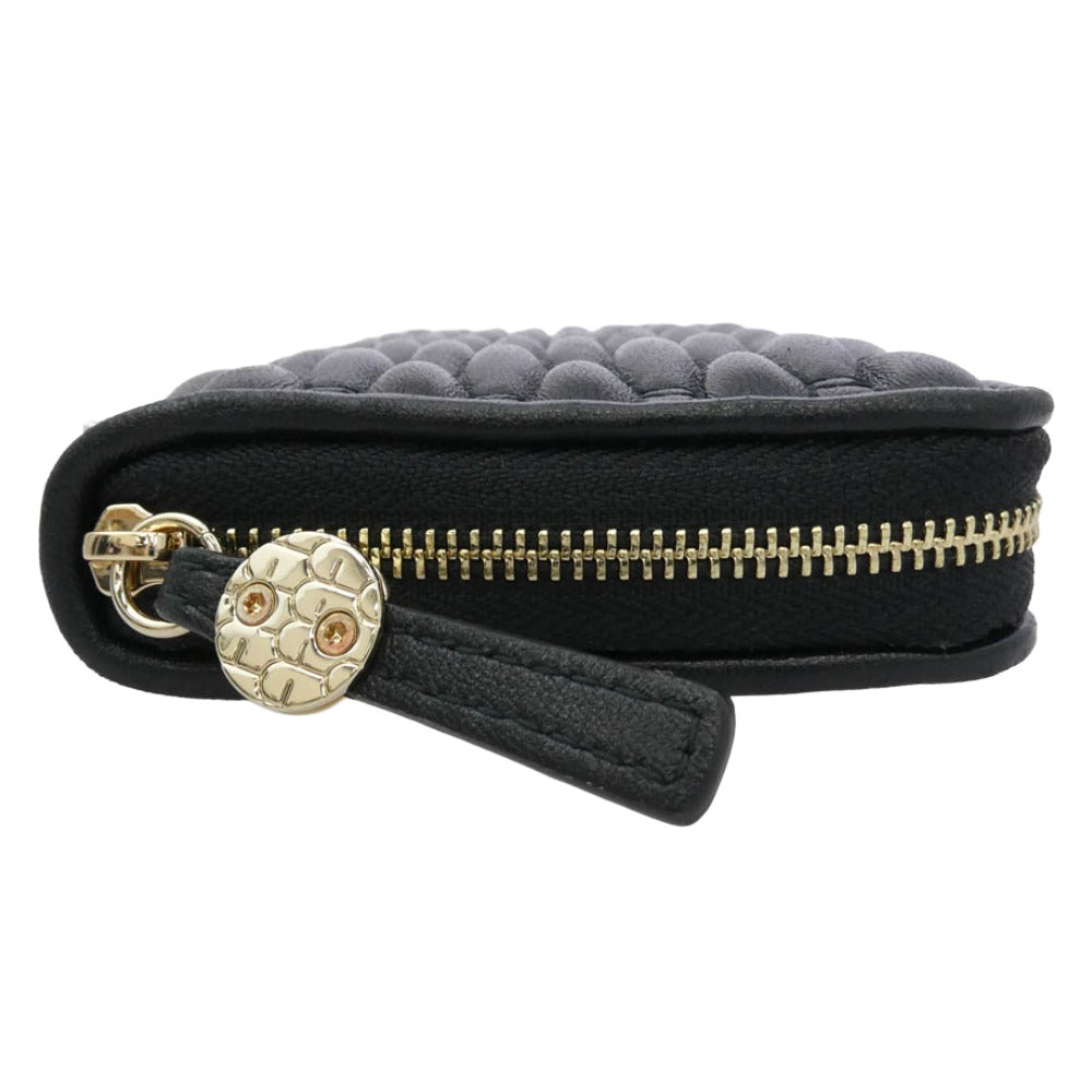 Furla フルラ MIONIDO ミニオード ラウンドジップ ナッパレザー キルティング ウォレット 財布 ブラック系【中古】