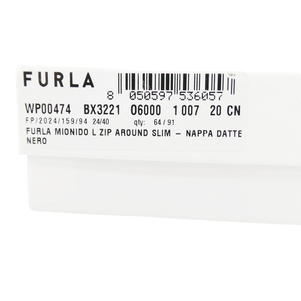 Furla フルラ MIONIDO ミニオード ラウンドジップ ナッパレザー キルティング ウォレット 財布 ブラック系【中古】