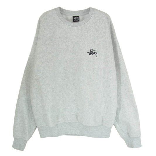 STUSSY ステューシー フロント バック ロゴ グラフィック プリント スウェット トレーナー グレー系 L【中古】