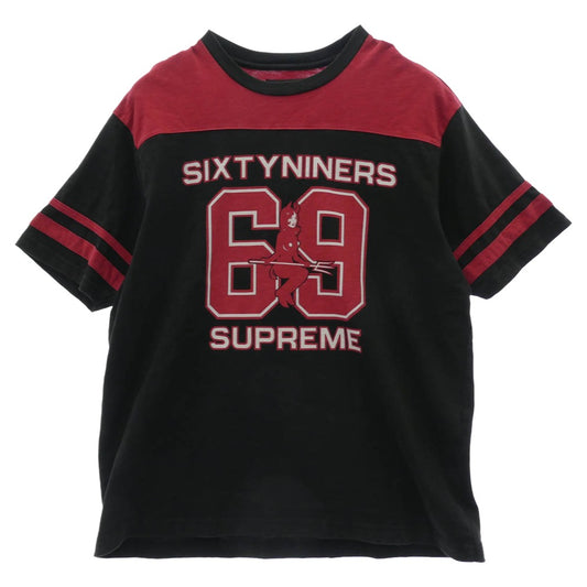 Supreme シュプリーム 24AW Football Top Tee フットボール トップ Ｔシャツ 半袖 カットソー ブラック系 レッド系 L【中古】