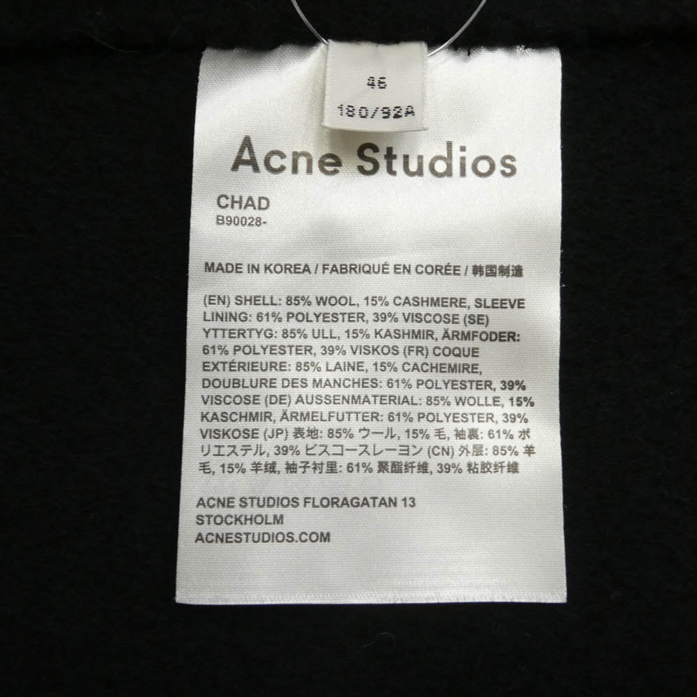 ACNE STUDIOS アクネストゥディオズ B90028 CHAD チャド ウール ロング コート ブラック系 46【中古】