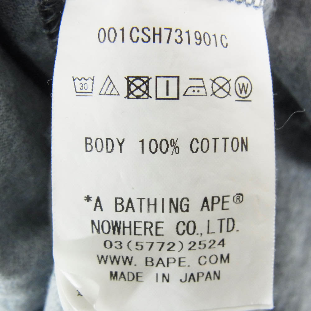 A BATHING APE アベイシングエイプ 21SS 001CSH731901C × COACH Signature Monkey Tee コーチ シグネチャー モンキー総柄 半袖 Tシャツ カットソー ネイビー系 L【中古】