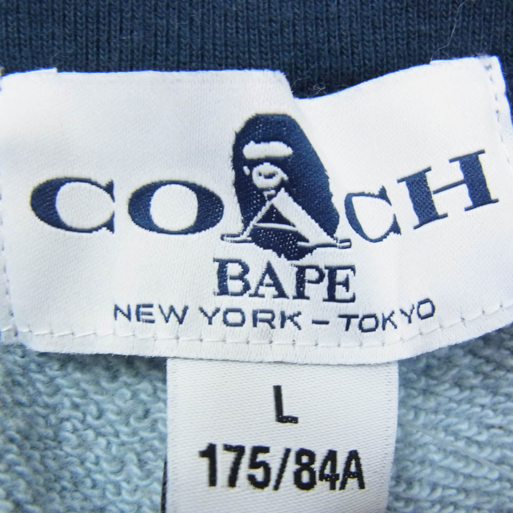 A BATHING APE アベイシングエイプ 21SS 001SPH731902C × COACH Signature Monkey Pants コーチ シグネチャー スウェット ハーフ ショート パンツ ネイビー系 L【中古】