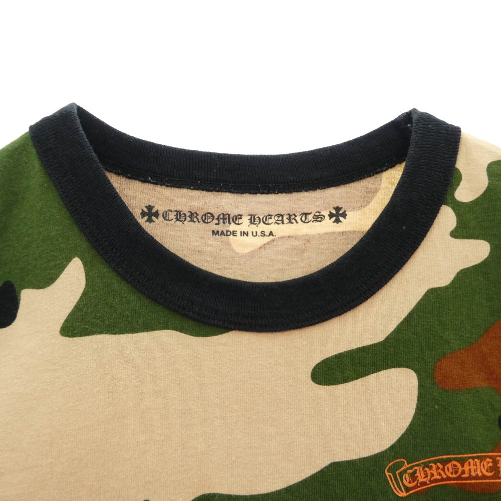 CHROME HEARTS クロムハーツ（原本無） 22SS ×MATTY BOY PPO CAUTION T-SHRT マッティボーイ プロコーション 迷彩柄 両面プリント Tシャツ 半袖 クルーネック カットソー カモフラージュ系 L【中古】