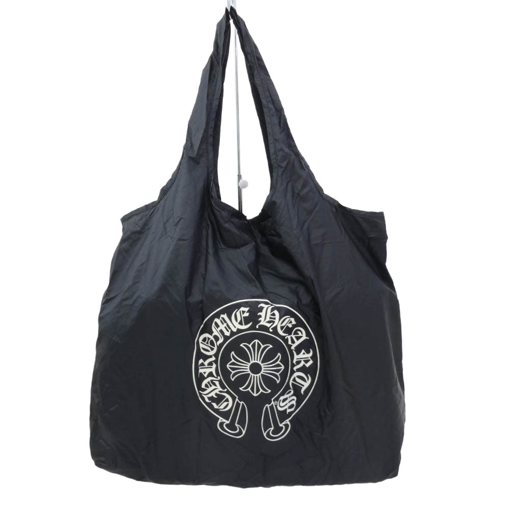 CHROME HEARTS クロムハーツ（原本無） ホースシュー ロゴ プリント エコバッグ ブラック系【中古】