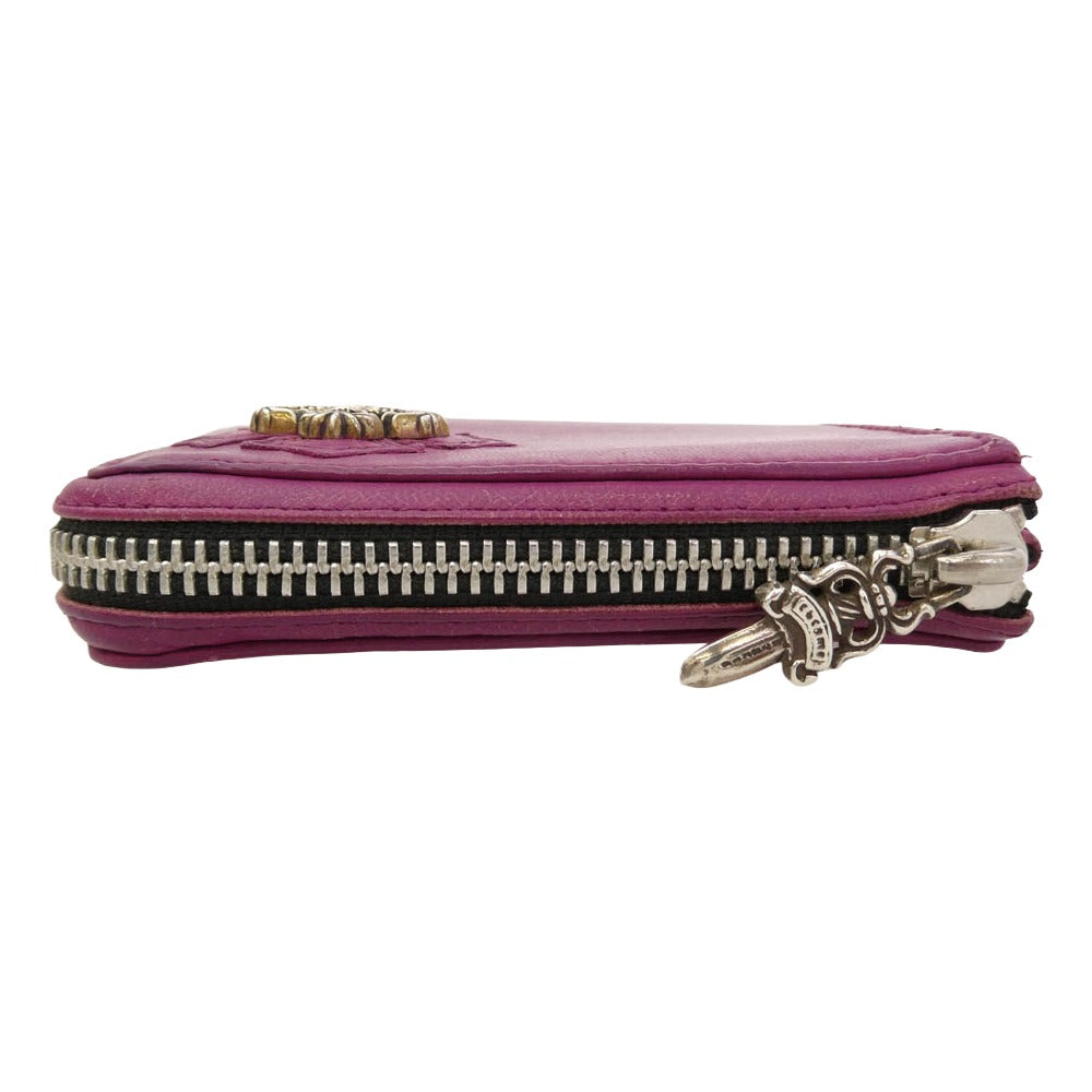 CHROME HEARTS クロムハーツ（原本無） フィリグリープラス ハーフジップ レザー ウォレット 財布 パープル系【中古】