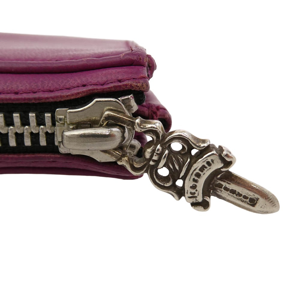 CHROME HEARTS クロムハーツ（原本無） フィリグリープラス ハーフジップ レザー ウォレット 財布 パープル系【中古】