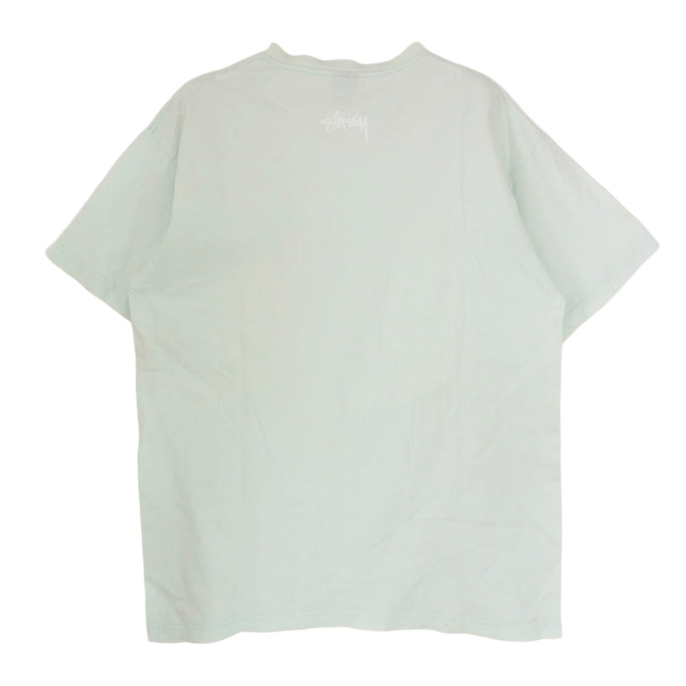 STUSSY ステューシー ライオン クラウンロゴ プリント 半袖 Tシャツ カットソー ライトグリーン系 L【中古】