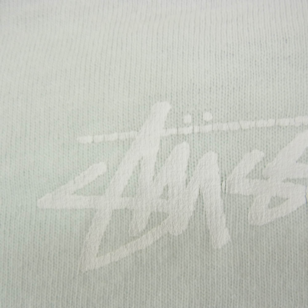 STUSSY ステューシー ライオン クラウンロゴ プリント 半袖 Tシャツ カットソー ライトグリーン系 L【中古】