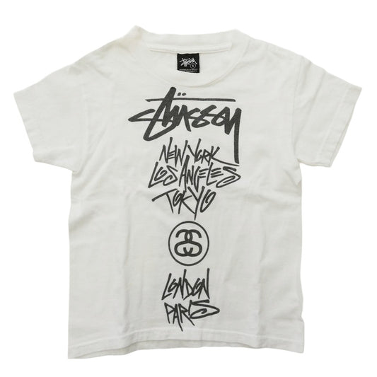 STUSSY ステューシー World Tour Tee ワールドツアー キッズ 半袖 Tシャツ カットソー ホワイト系 S【中古】