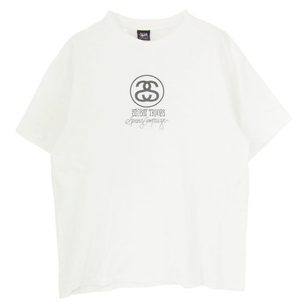 STUSSY ステューシー Troops 2007 ロゴプリント 半袖 Tシャツ カットソー ホワイト系 L【中古】
