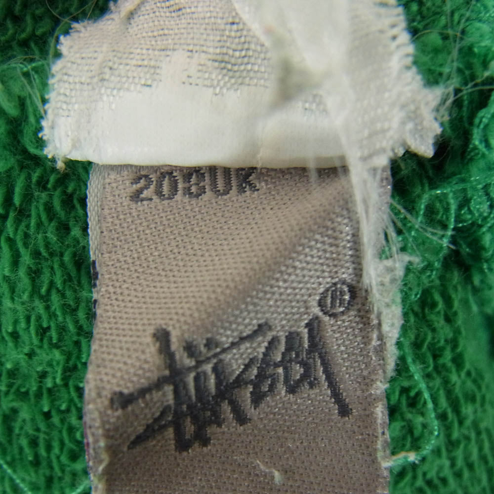 STUSSY ステューシー ロゴ刺繍 ボーダー スウェット トレーナー グリーン系 L【中古】