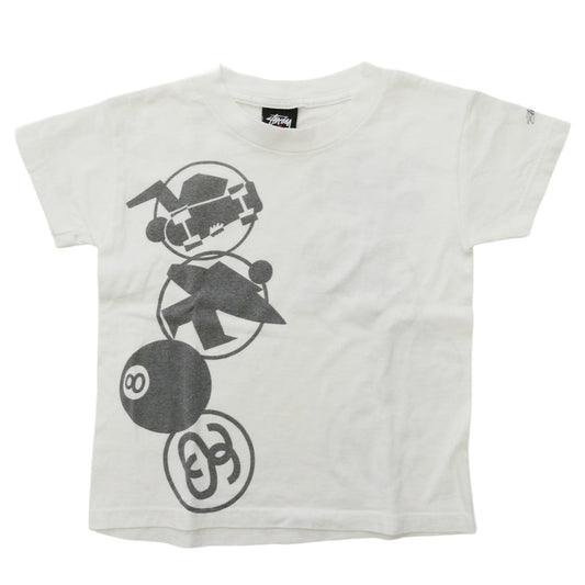 STUSSY ステューシー 90s 00s Old オールド マルチロゴ 半袖 Tシャツ カットソー キッズ ホワイト ホワイト系 S【中古】