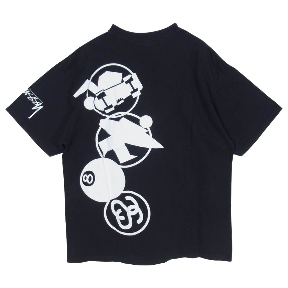 STUSSY ステューシー 90s 00s Old オールド マルチロゴ 半袖 Tシャツ カットソー ブラック ブラック系 L【中古】