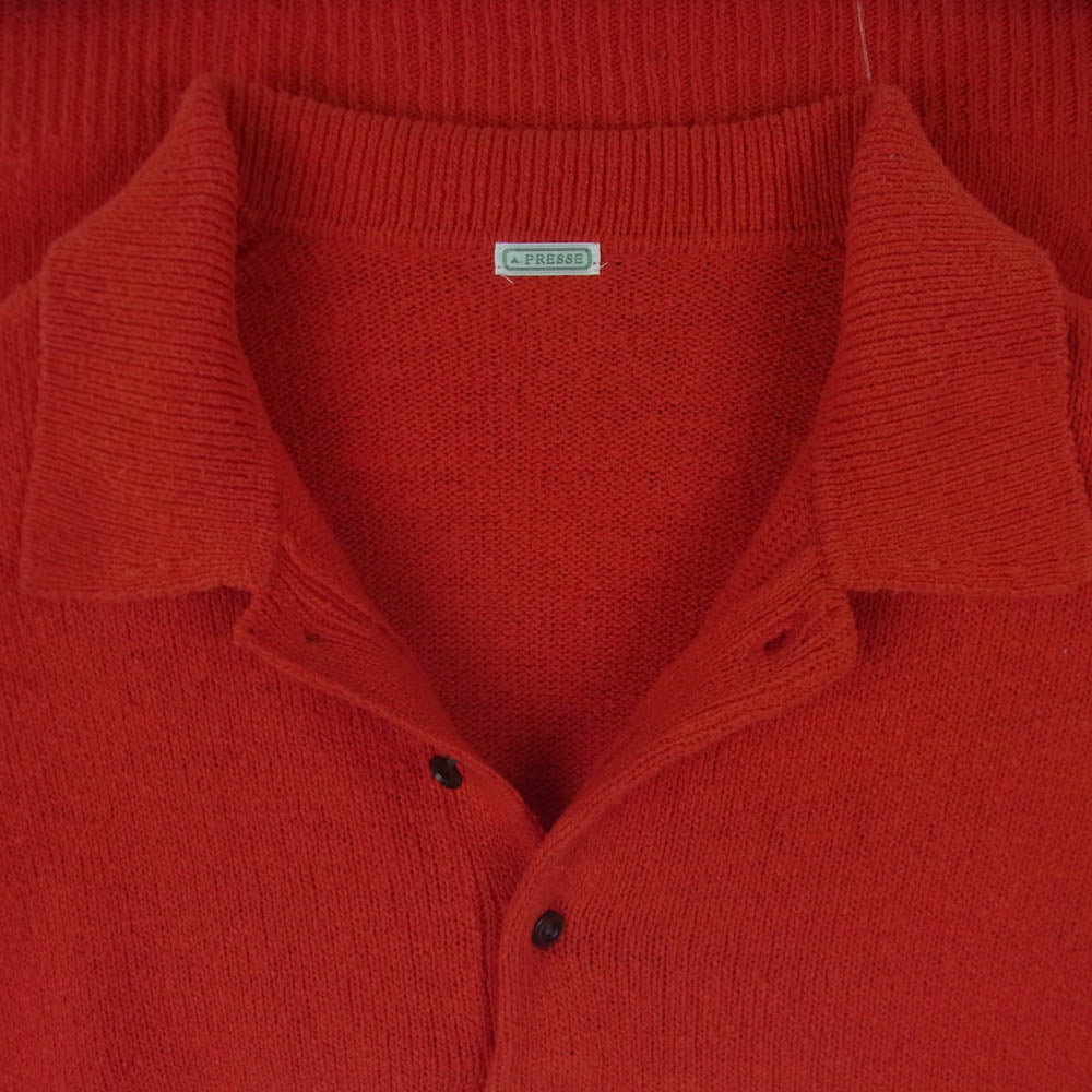 A.PRESSE アプレッセ 26SAP-03-09 Washed Silk Nep Polo Shirts シルクネップ ニット ポロシャツ レッド系 2【中古】