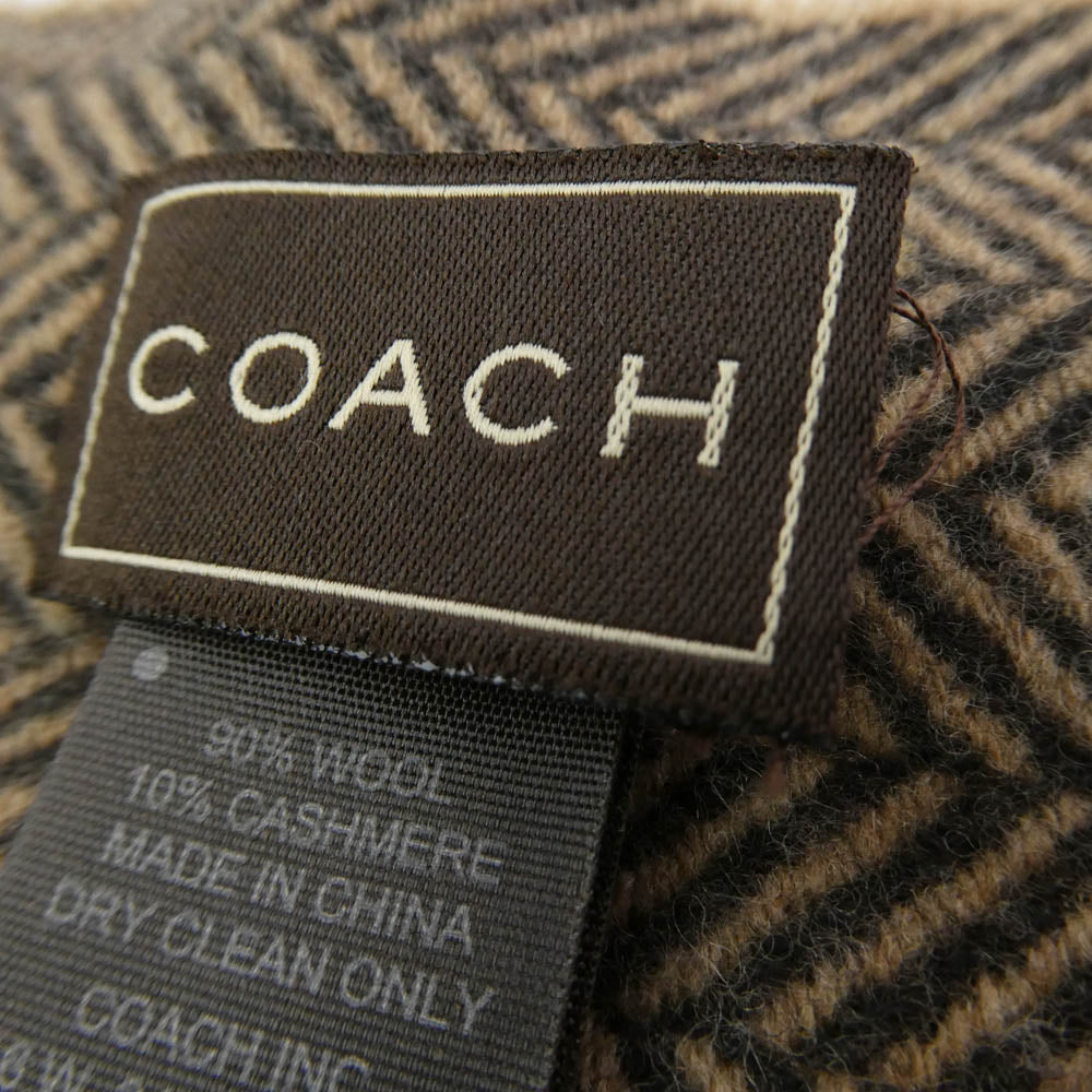 COACH コーチ カシミヤ混 マフラー ブラウン系 エンジ系【中古】