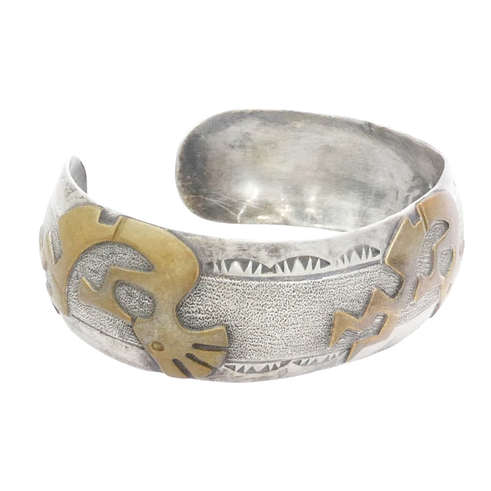 ナバホ インディアンジュエリー 作者不明 CJ刻印 12KGF ココペリ バングル シルバー系【中古】