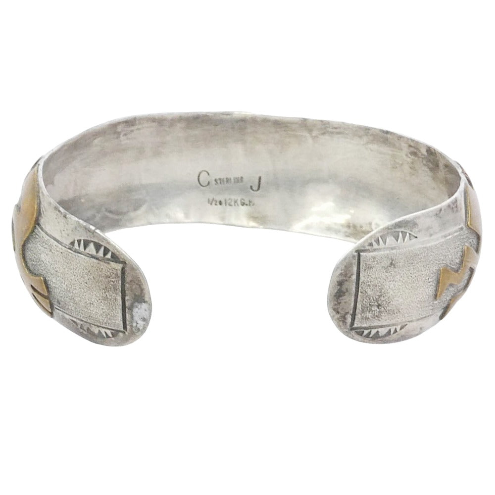 ナバホ インディアンジュエリー 作者不明 CJ刻印 12KGF ココペリ バングル シルバー系【中古】