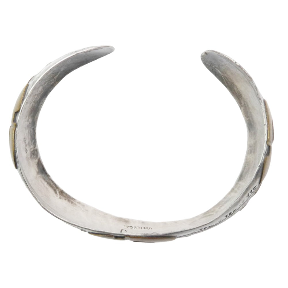 ナバホ インディアンジュエリー 作者不明 CJ刻印 12KGF ココペリ バングル シルバー系【中古】