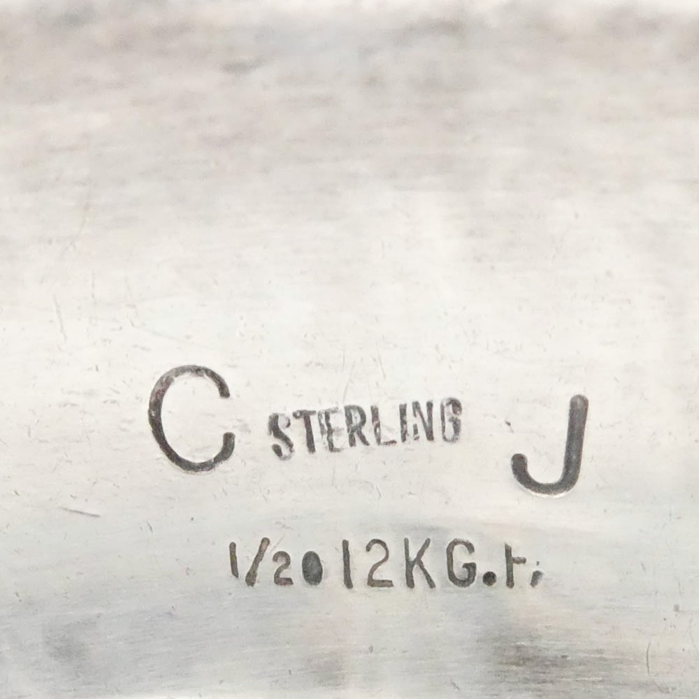 ナバホ インディアンジュエリー 作者不明 CJ刻印 12KGF ココペリ バングル シルバー系【中古】