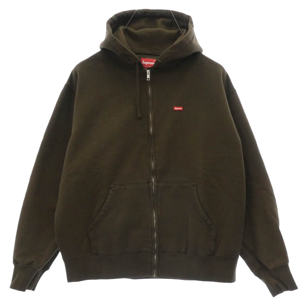 Supreme シュプリーム 25AW Small Box Zip Up Hooded Sweatshirt スモールボックス ジップアップ フード スウェットシャツ パーカー カーキ系 M【中古】