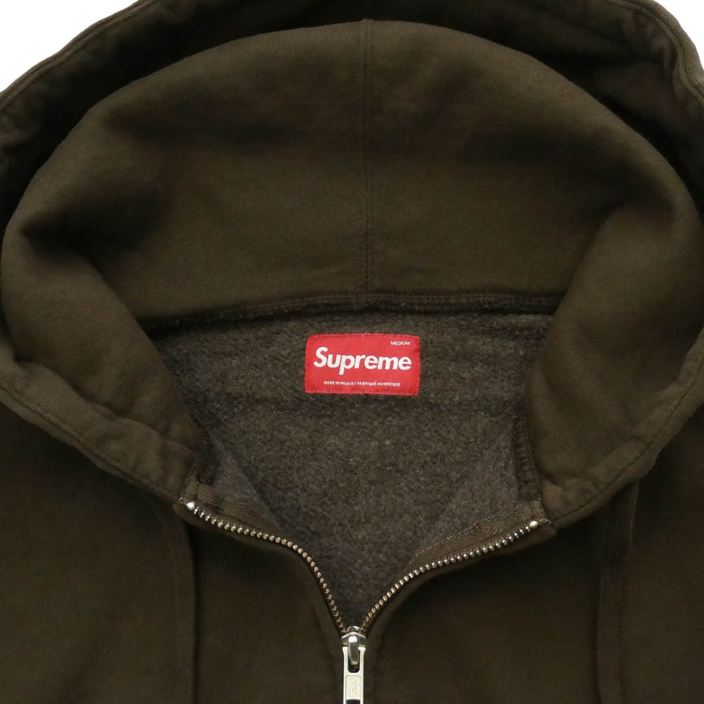 Supreme シュプリーム 25AW Small Box Zip Up Hooded Sweatshirt スモールボックス ジップアップ フード スウェットシャツ パーカー カーキ系 M【中古】