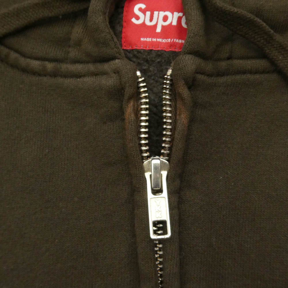 Supreme シュプリーム 25AW Small Box Zip Up Hooded Sweatshirt スモールボックス ジップアップ フード スウェットシャツ パーカー カーキ系 M【中古】