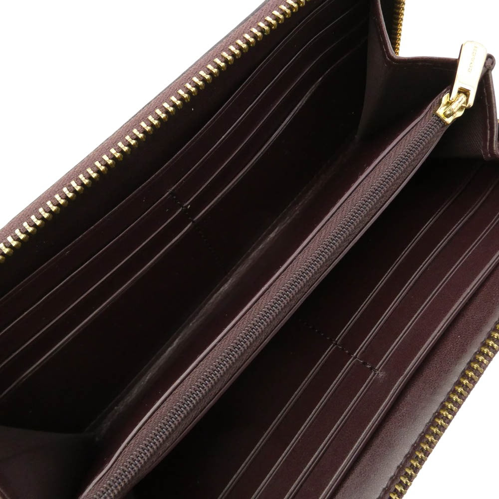 COACH コーチ F39189 ラウンドジップ シグネチャーロゴ フローラル 長財布 レザー ウォレット ライトブラウン系【中古】