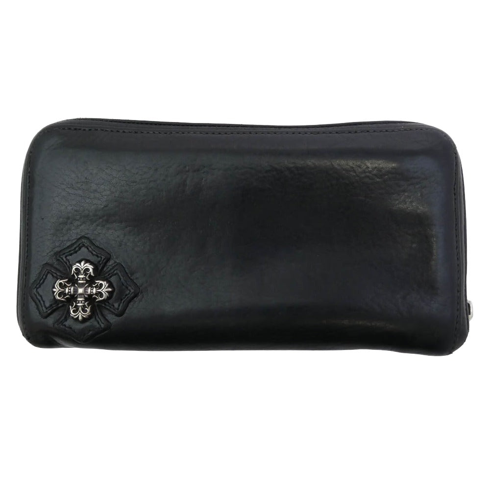 CHROME HEARTS クロムハーツ（原本無） REC F ZIP フィリグリープラス ダガージップ レザー ウォレット 財布 ブラック系 シルバー系【中古】