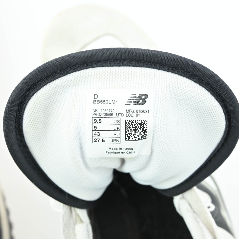 NEW BALANCE ニューバランス BB550LM1 550 Black ブラック レザー スニーカー ホワイト系 ブラック系 27.5cm【中古】