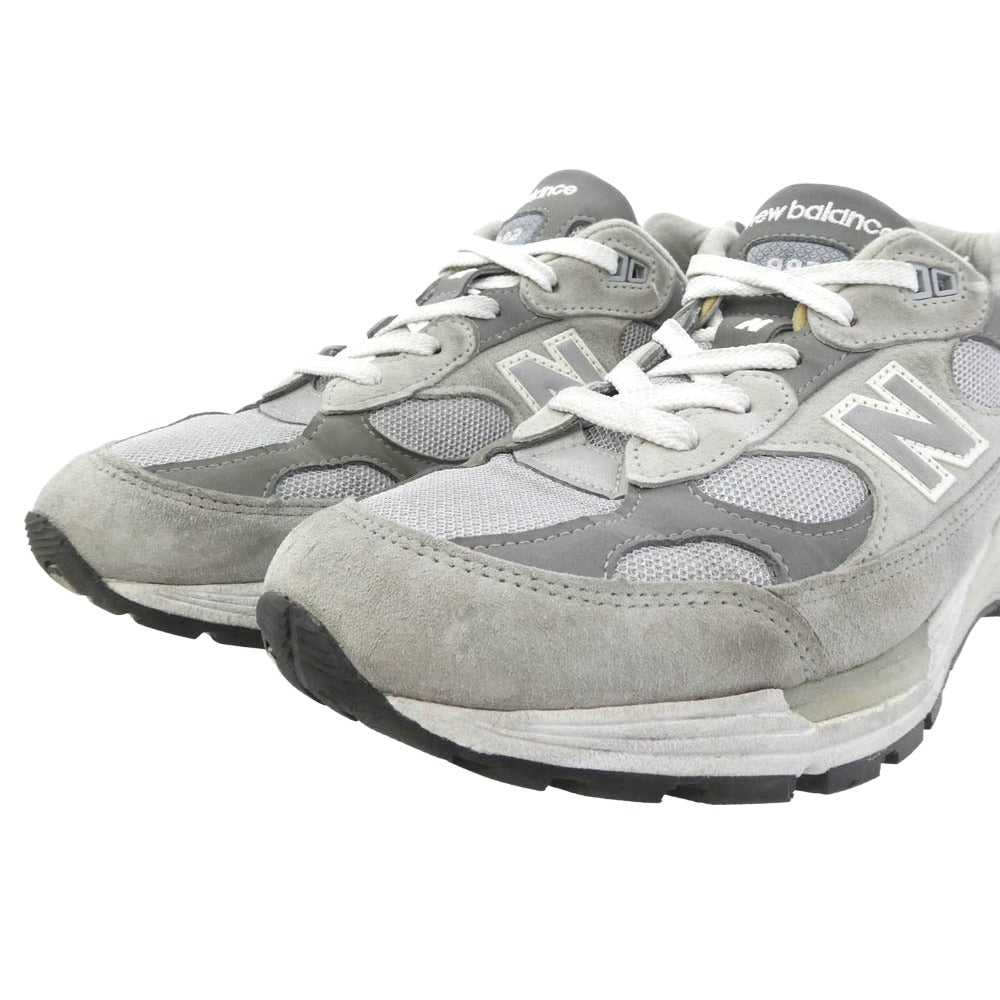 NEW BALANCE ニューバランス M992GR 992 Gray グレー スエード スニーカー グレー系 27.5cm【中古】