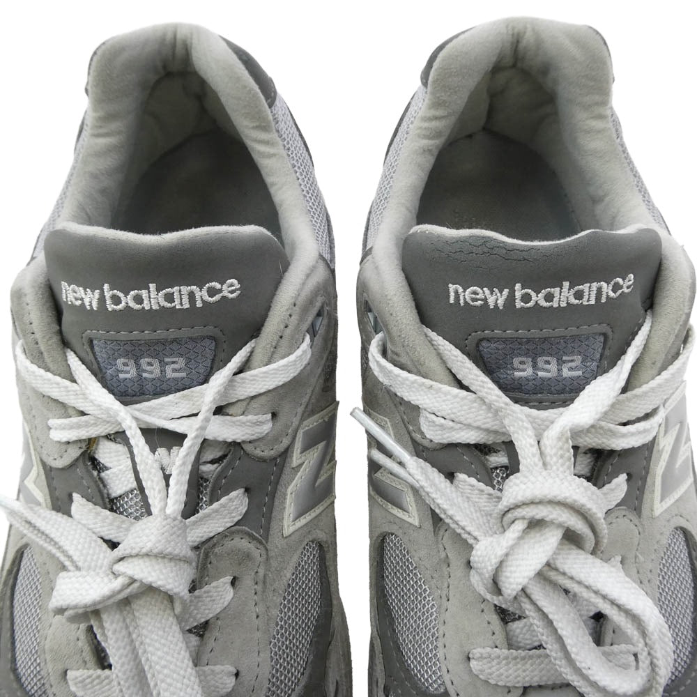 NEW BALANCE ニューバランス M992GR 992 Gray グレー スエード スニーカー グレー系 27.5cm【中古】