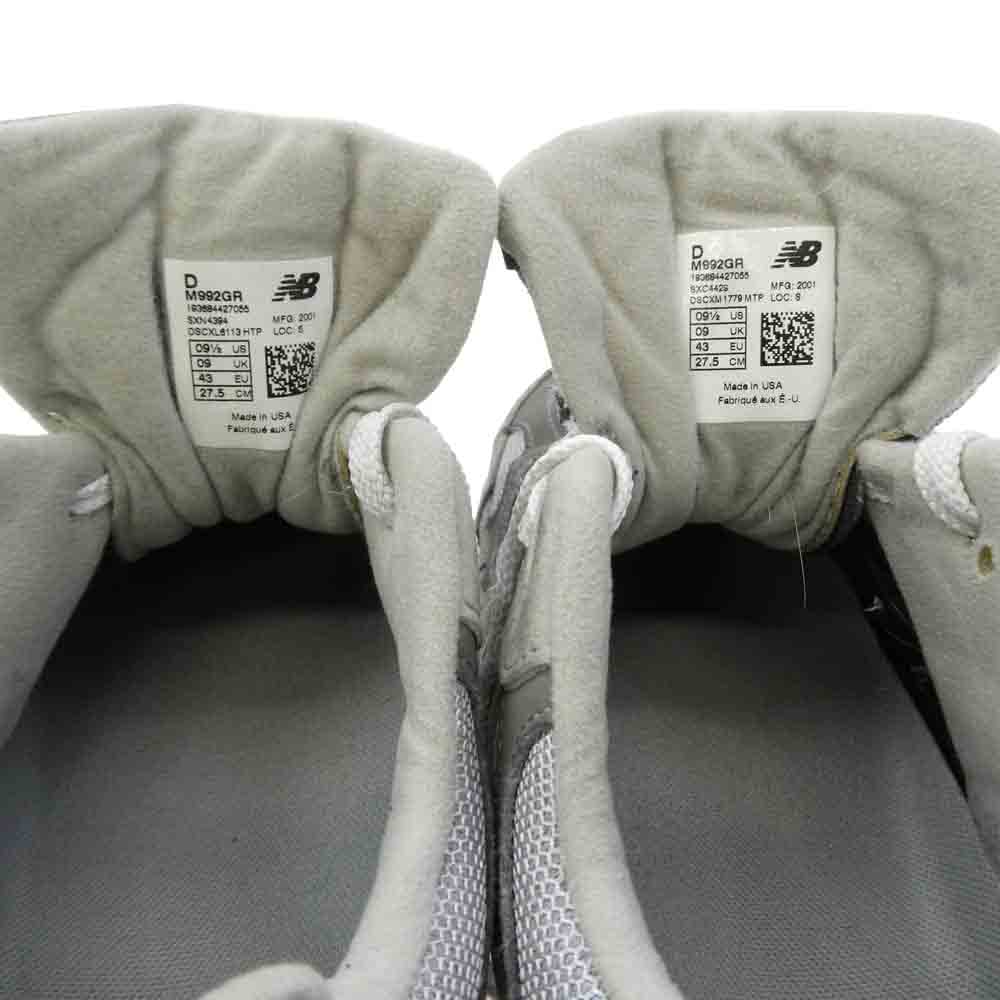 NEW BALANCE ニューバランス M992GR 992 Gray グレー スエード スニーカー グレー系 27.5cm【中古】