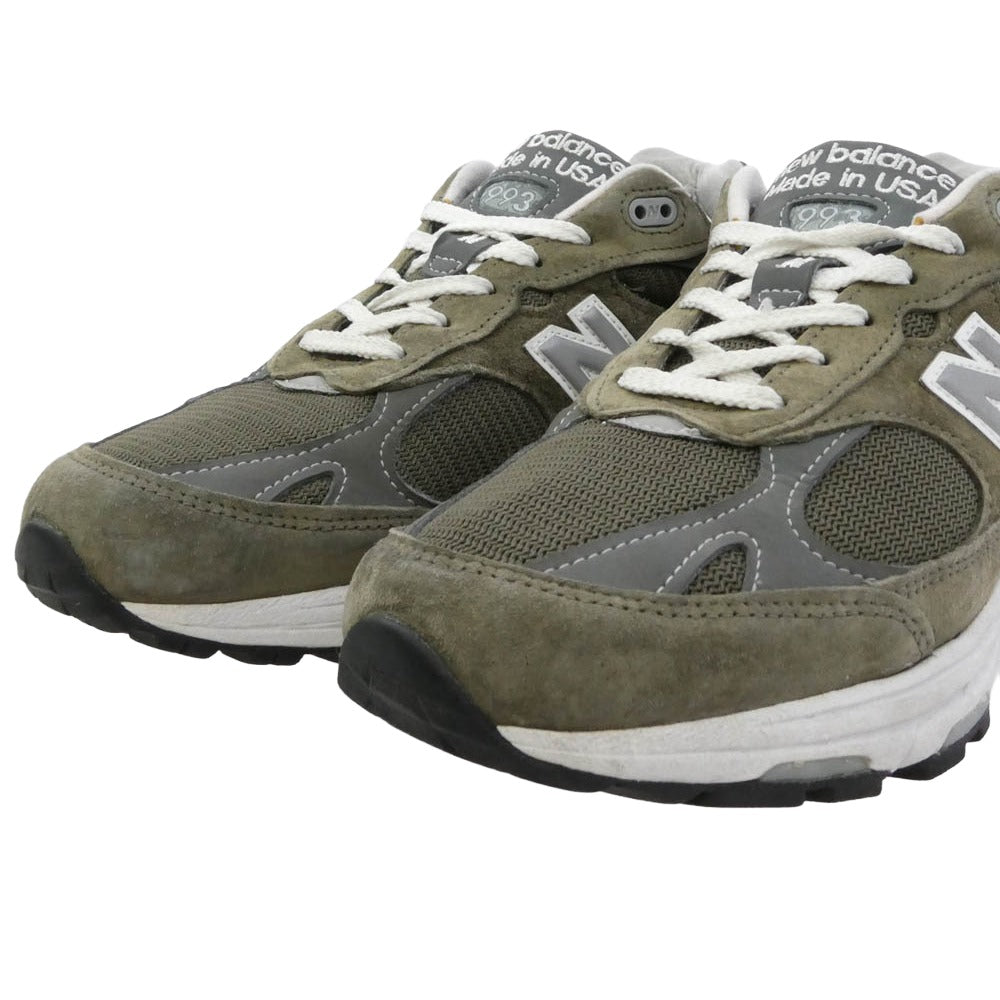 NEW BALANCE ニューバランス MR993MG 993 Military Green ミリタリーグリーン スエード スニーカー ダークブラウン系 27.5cm【中古】