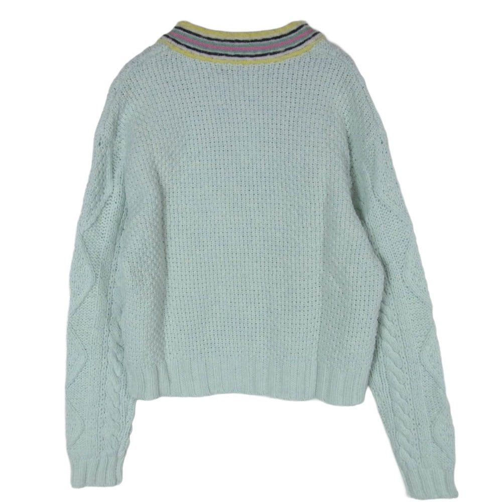 CABaN キャバン Vネック プルオーバー ケーブルニット セーター グリーン系 S【極上美品】【中古】