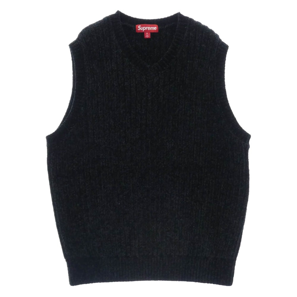 Supreme シュプリーム 24AW Chenille Sweater Vest シェニール セーター ニット ベスト ブラック系 M【美品】【中古】