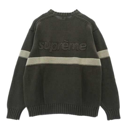 Supreme シュプリーム 25SS Tonal Appliqu? Sweater トーナルアップリケ セーター ニット カーキ系 M【中古】