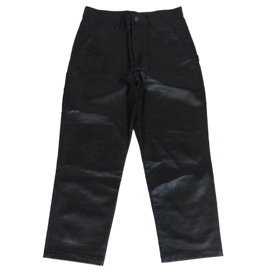 HUF ハフ PLANTLIFE PAINTER PANT リーフ 型押し レザー パンツ ブラック系 32【中古】