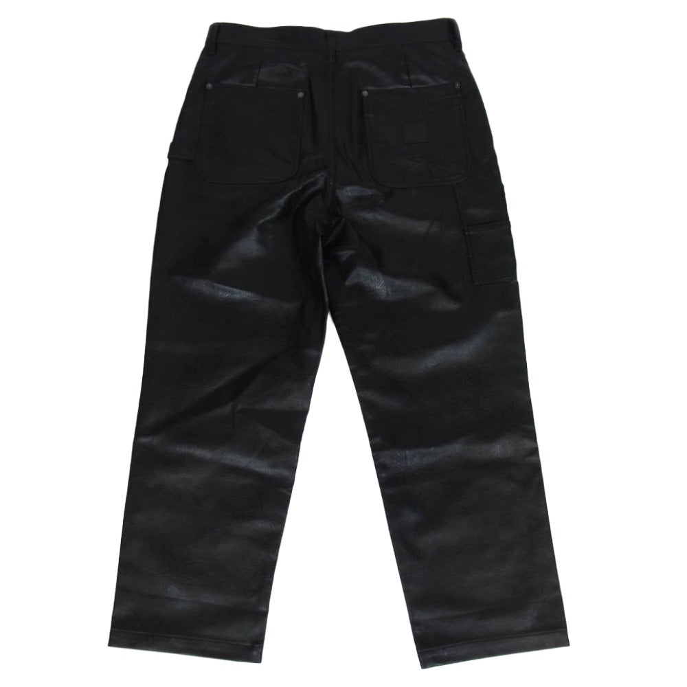 HUF ハフ PLANTLIFE PAINTER PANT リーフ 型押し レザー パンツ ブラック系 32【中古】