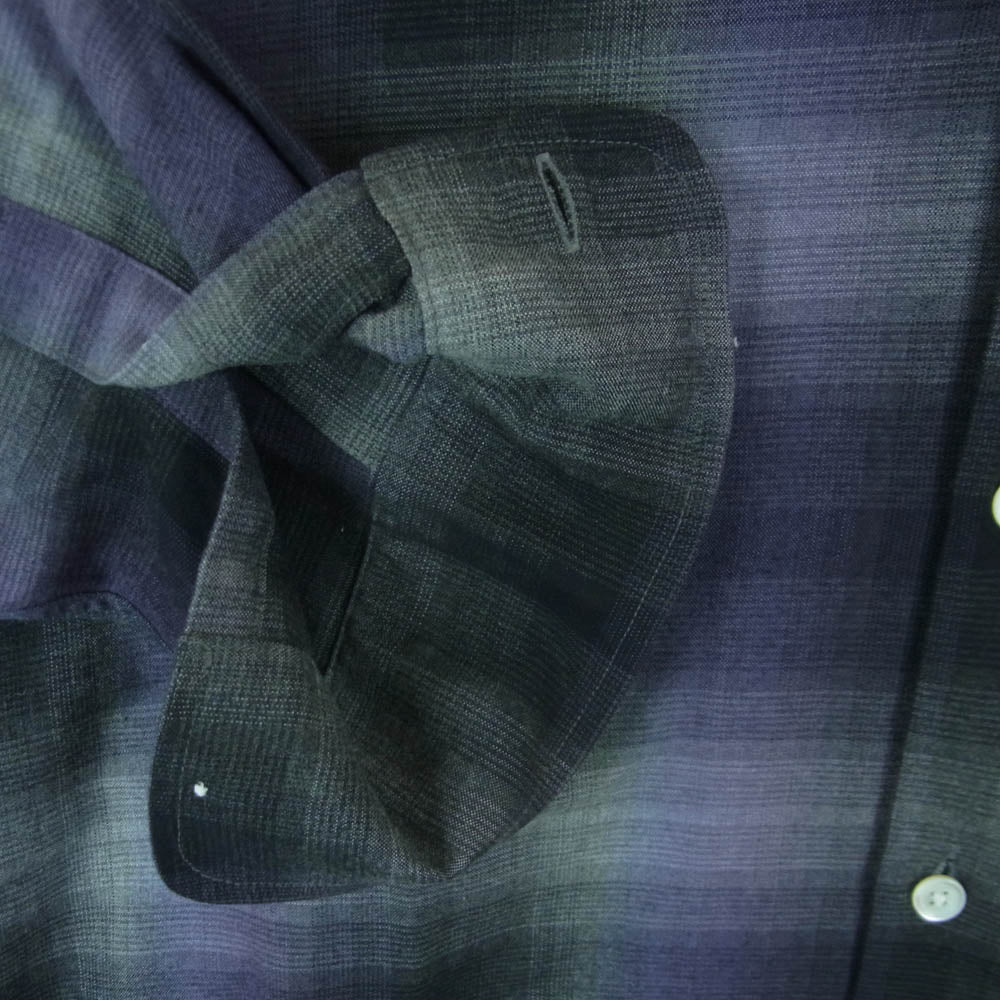 WACKO MARIA ワコマリア 23AW 23FW-WMS-OC02 OMBRE CHECK OPEN COLLAR SHIRT L/S TYPE 2 PURPLE オンブレチェック 長袖 オープンカラー シャツ パープル系 グレー系 M【中古】