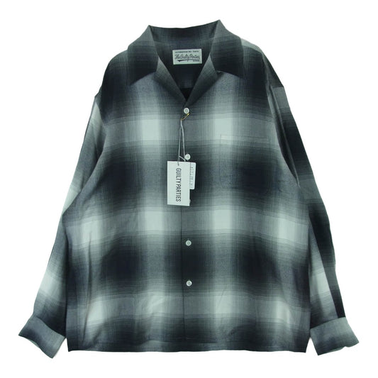 WACKO MARIA ワコマリア 23AW 23FWE-WMS-OC01 OMBRE CHECK OPEN COLLAR SHIRT L/S オンブレチェック 長袖 オープンカラー シャツ ホワイト系 グレー系 M【美品】【中古】