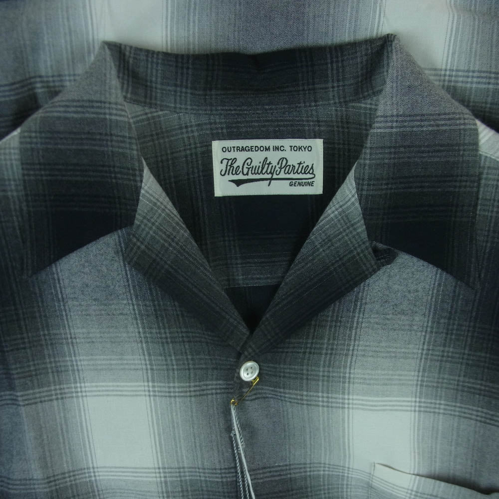 WACKO MARIA ワコマリア 23AW 23FWE-WMS-OC01 OMBRE CHECK OPEN COLLAR SHIRT L/S オンブレチェック 長袖 オープンカラー シャツ ホワイト系 グレー系 M【美品】【中古】