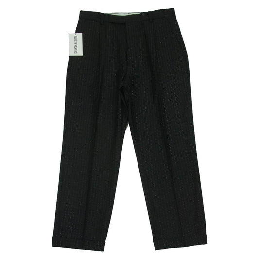 WACKO MARIA ワコマリア 22SS 22SS-WMP-TR26 DOUMEUIL ドーメル社製生地 PLEATED TROUSERS TYPE-1 グリッター ストライプ プリーツ トラウザース スラックス パンツ ブラック系 S【極上美品】【中古】