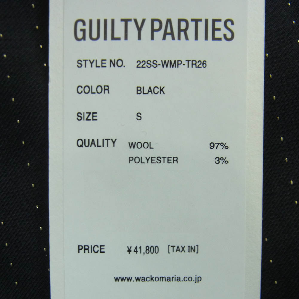 WACKO MARIA ワコマリア 22SS 22SS-WMP-TR26 DOUMEUIL ドーメル社製生地 PLEATED TROUSERS TYPE-1 グリッター ストライプ プリーツ トラウザース スラックス パンツ ブラック系 S【極上美品】【中古】